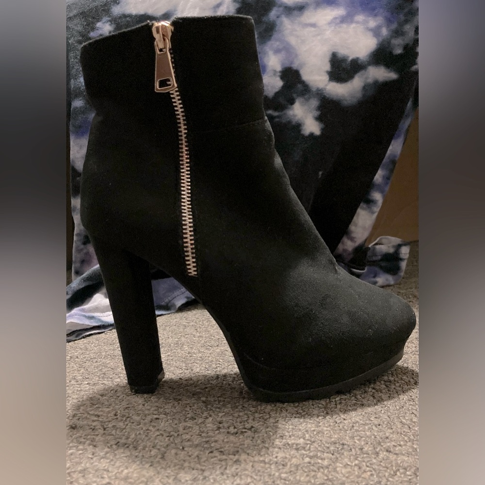 Black Suede high heel booties